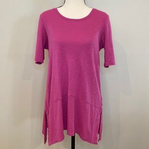 Womens J Jill supima cotton Pima dipped hem tunic pink barbiecore